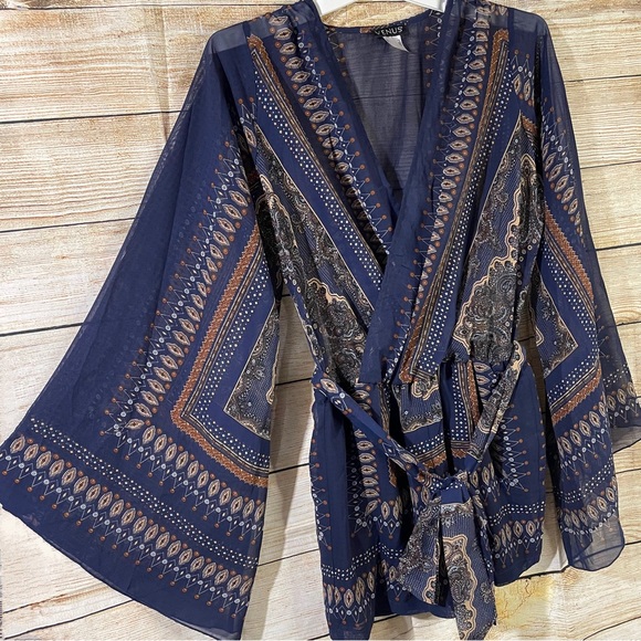 VENUS boho romper long flutter mesh sleeves women Size XS - Picture 3 of 14